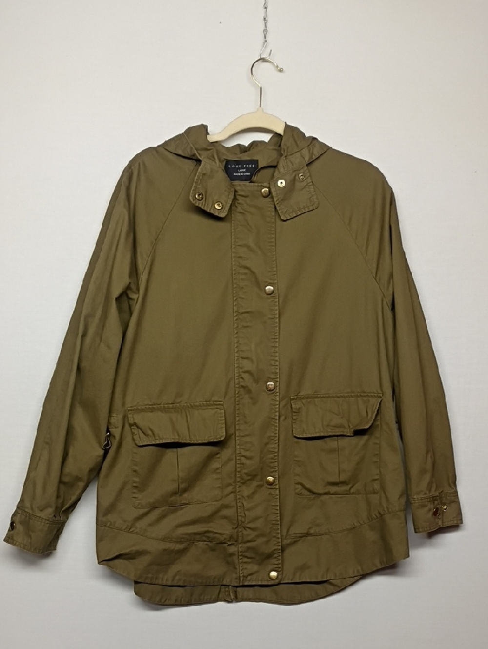Love Tree Hooded Olive Utility Jacket